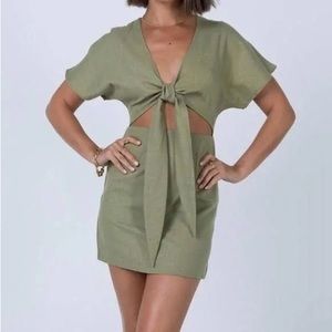 Princess Polly Olive Green Dress with cutout, US size 4